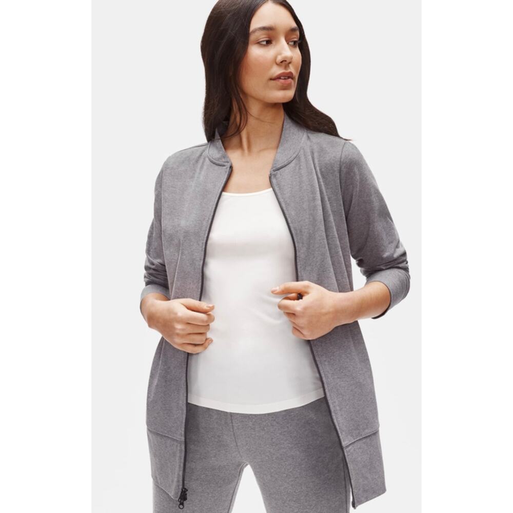 Eileen Fisher Heathered Organic Cotton Stretch Flight Jacket - sz M